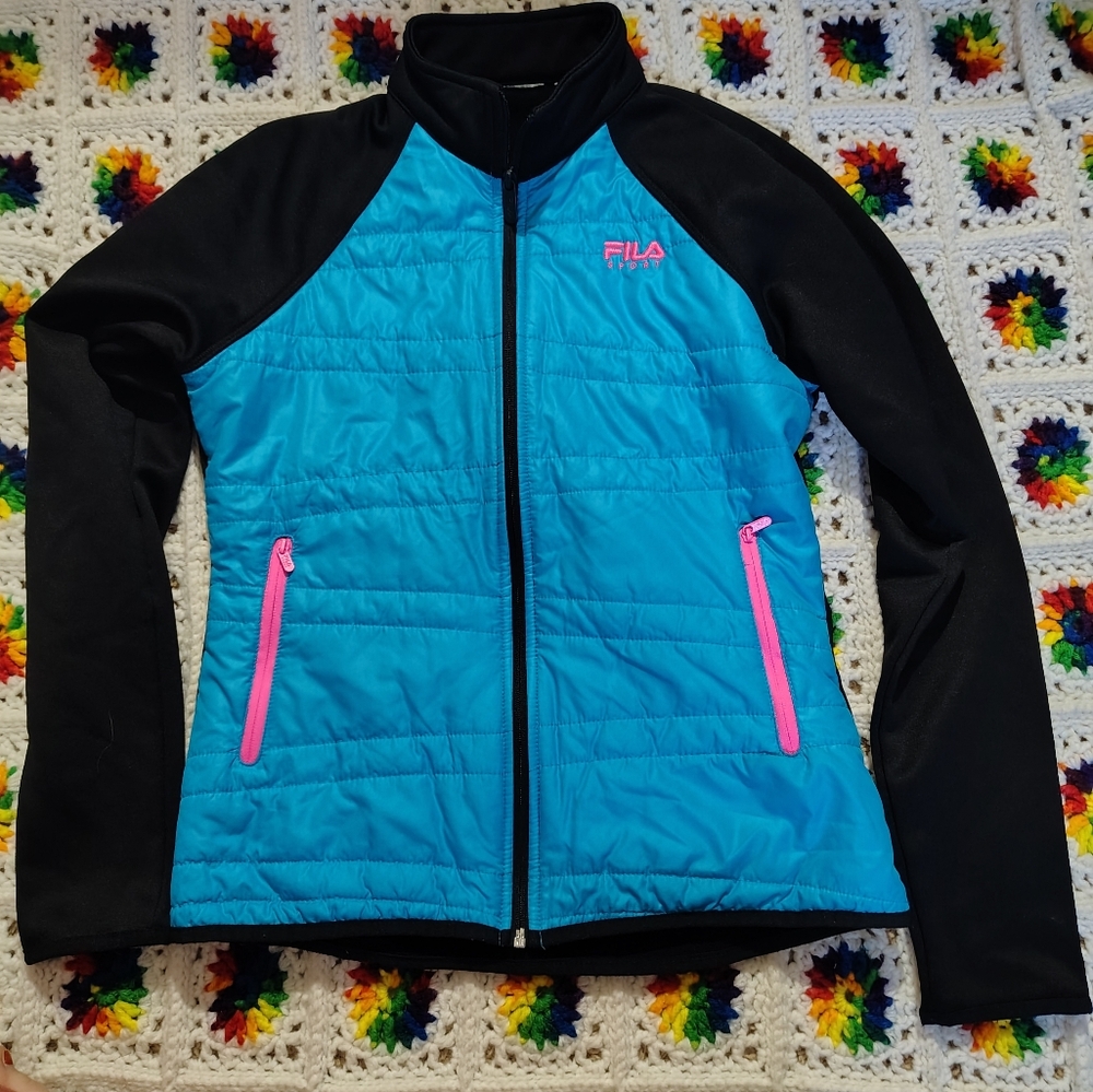 Black Pink And Blue Fila Colorway Jacket